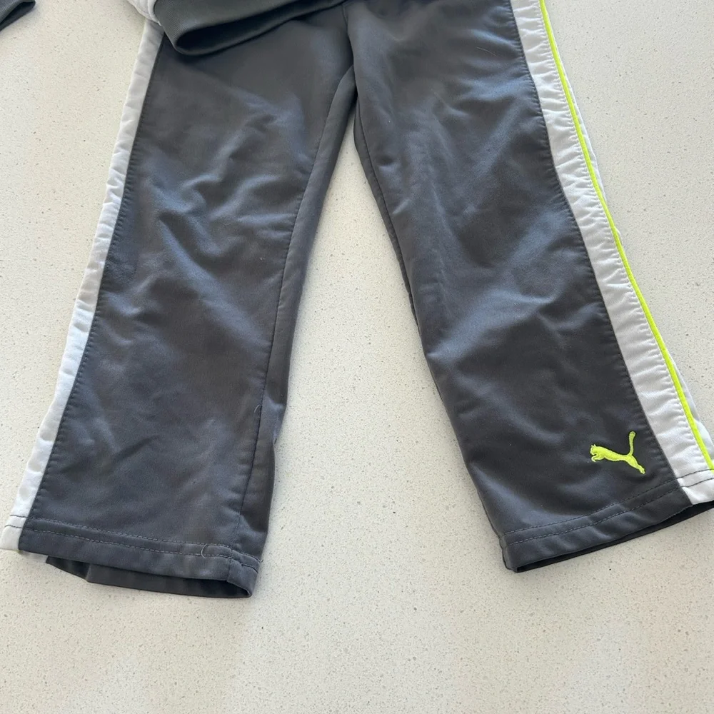 Puma kids tracksuit. Gray, white and neon yellow. 4T - Picture 2 of 7